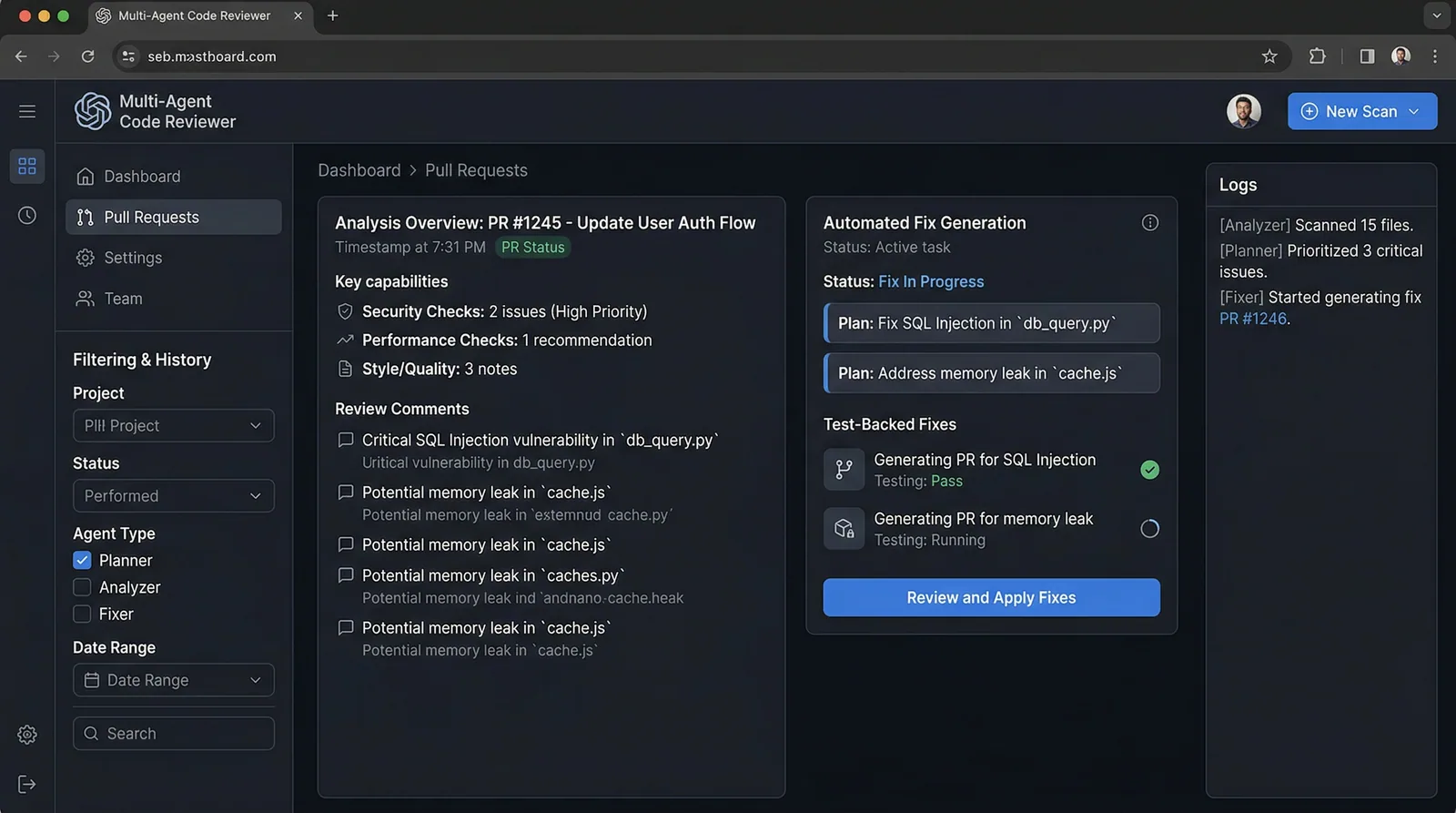 Multi-Agent Code Reviewer — screenshot 2